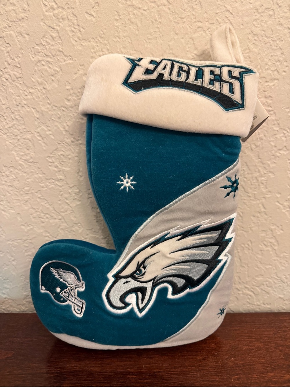 NFL Philadelphia Eagles Christmas Stocking Embroidered Logo Green/Gray Beans NWT